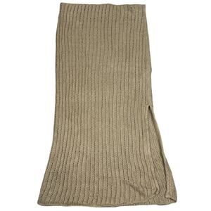 Lauren Ralph Lauren Womens Size M Tan Knit Linen Midi Skirt Side Split